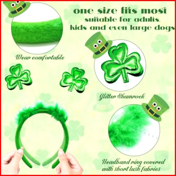 8-Piece St. Patrick\'s Day Shamrock Sunglasses and Headbands Set main image 4